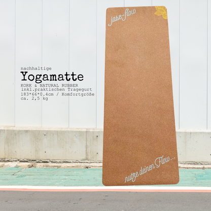 Yogamatte Kork mit Beachy Design inklusive Tragegurt von jase-flow