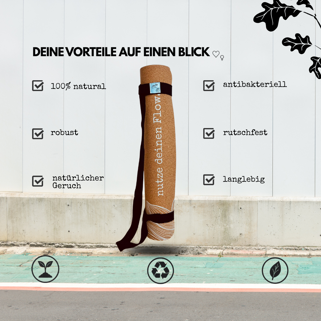 USP Yogamatte Kork und Rubber im Lotus Design von jase-flow antibakteriell und rutschfest