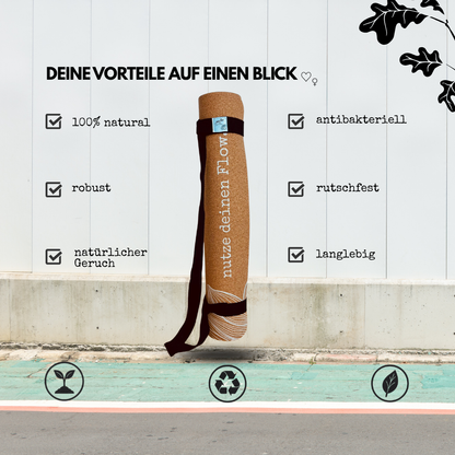USP Yogamatte Kork und Rubber im Lotus Design von jase-flow antibakteriell und rutschfest