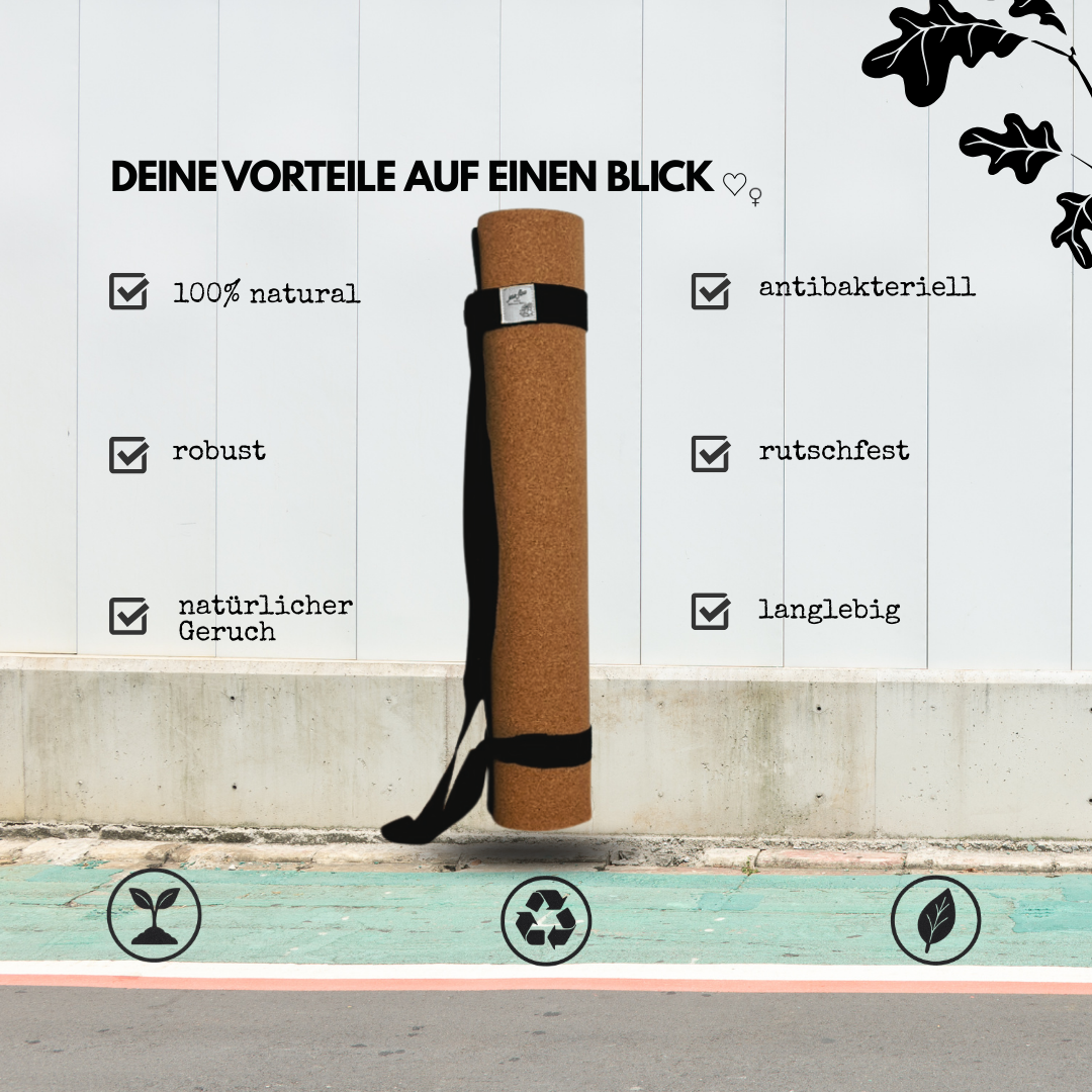 USP Yogamatten Kork und Rubber von jase-flow antibakteriell und rutschfest